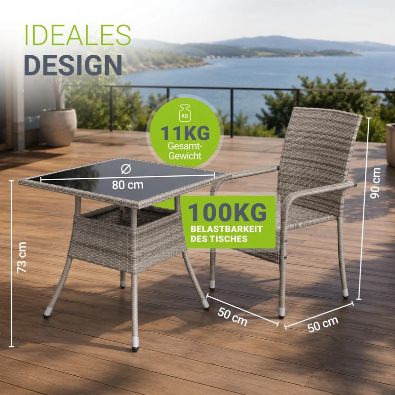 Table de jardin carrée en résine tressée Yoro