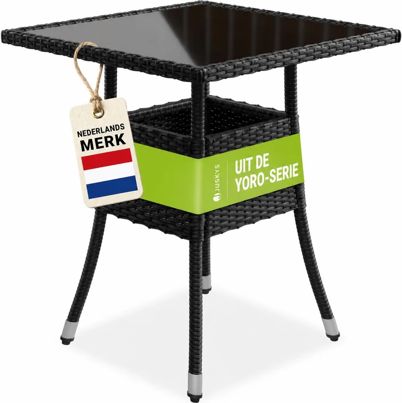 Table de jardin carrée en résine tressée Yoro
