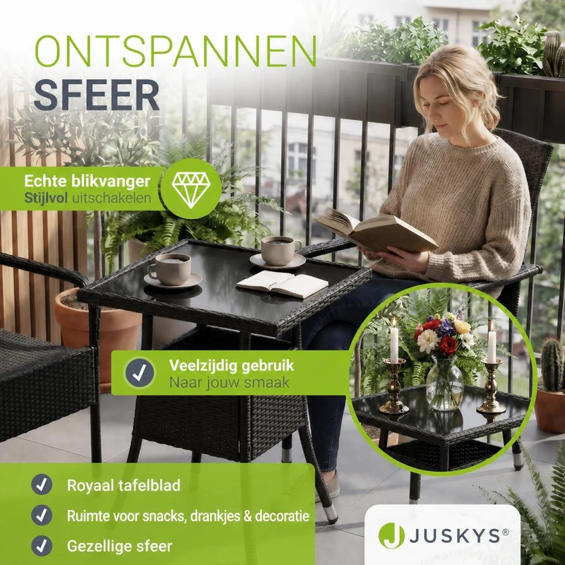 Table de jardin carrée en résine tressée Yoro