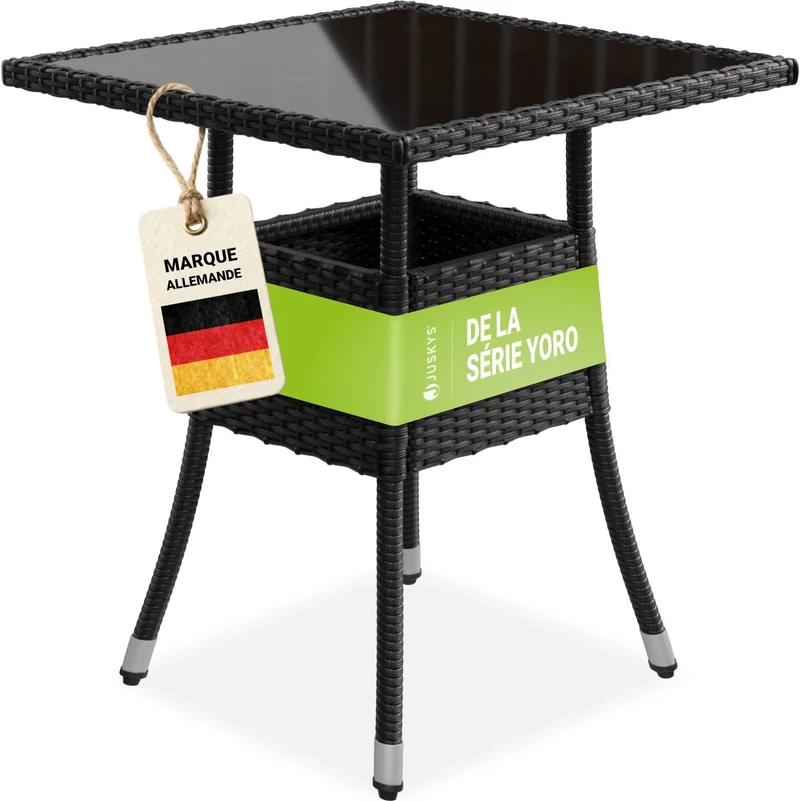Table de jardin carrée en résine tressée Yoro