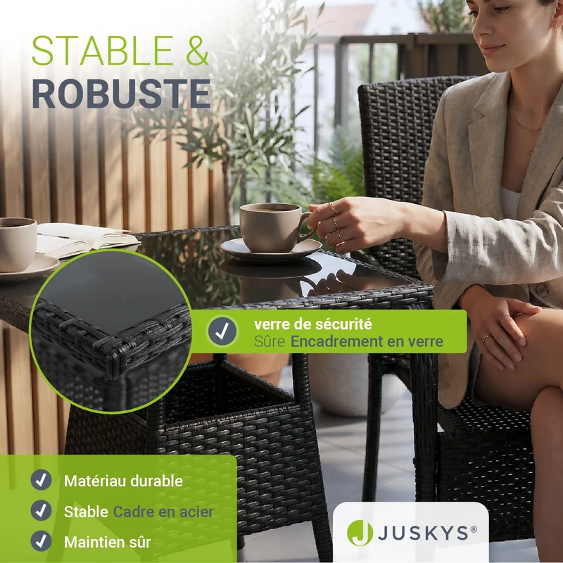 Table de jardin carrée en résine tressée Yoro
