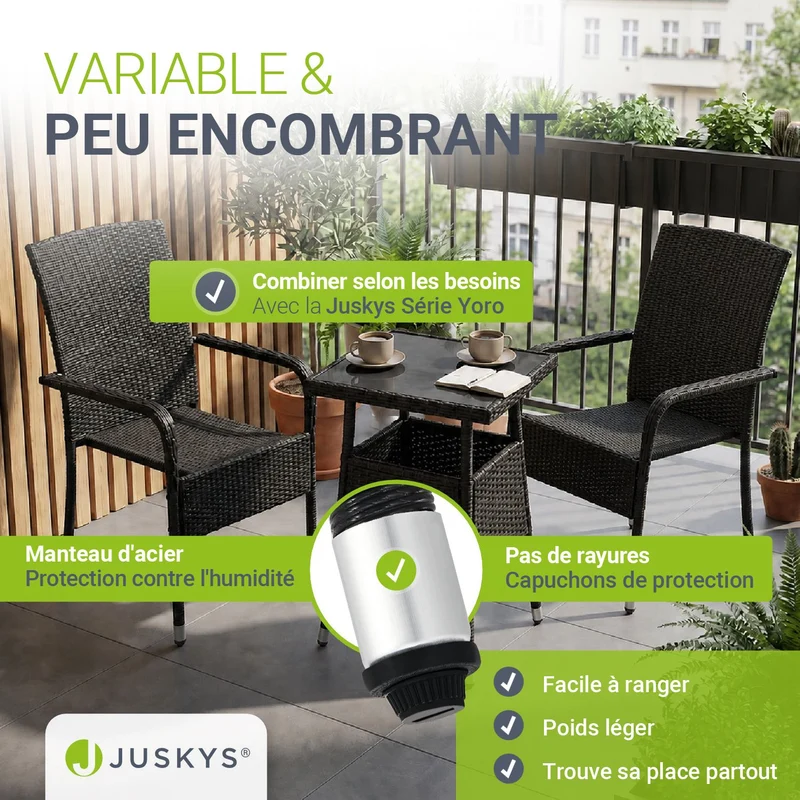 Table de jardin carrée en résine tressée Yoro