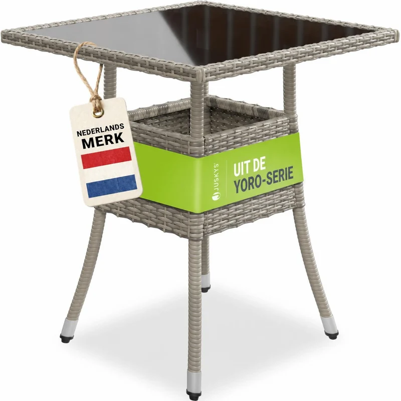 Table de jardin carrée en résine tressée Yoro