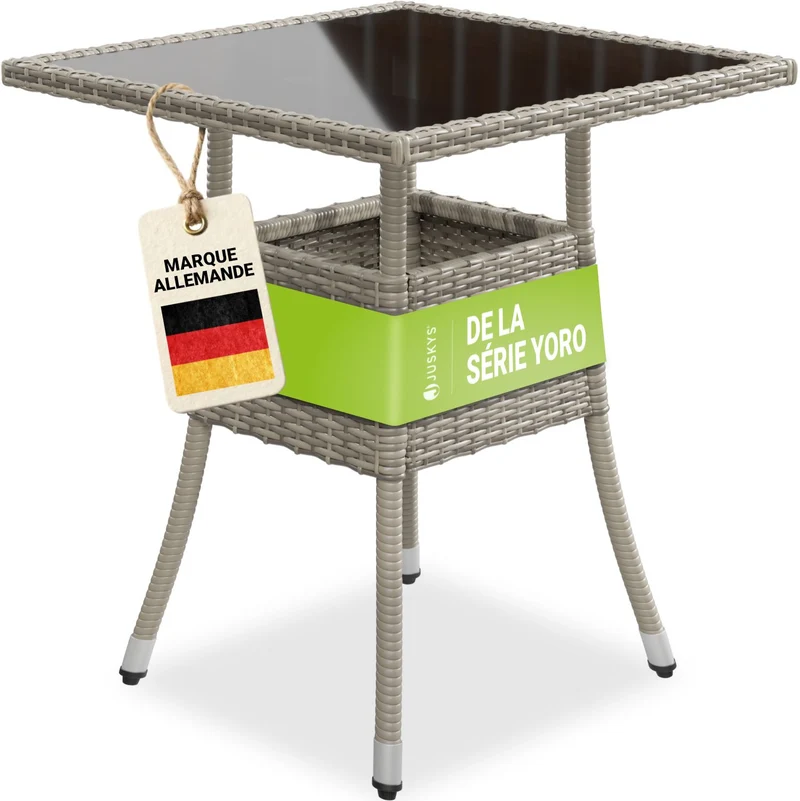 Table de jardin carrée en résine tressée Yoro