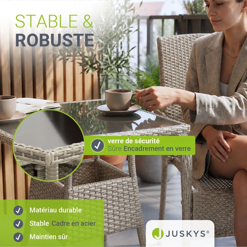 Table de jardin carrée en résine tressée Yoro