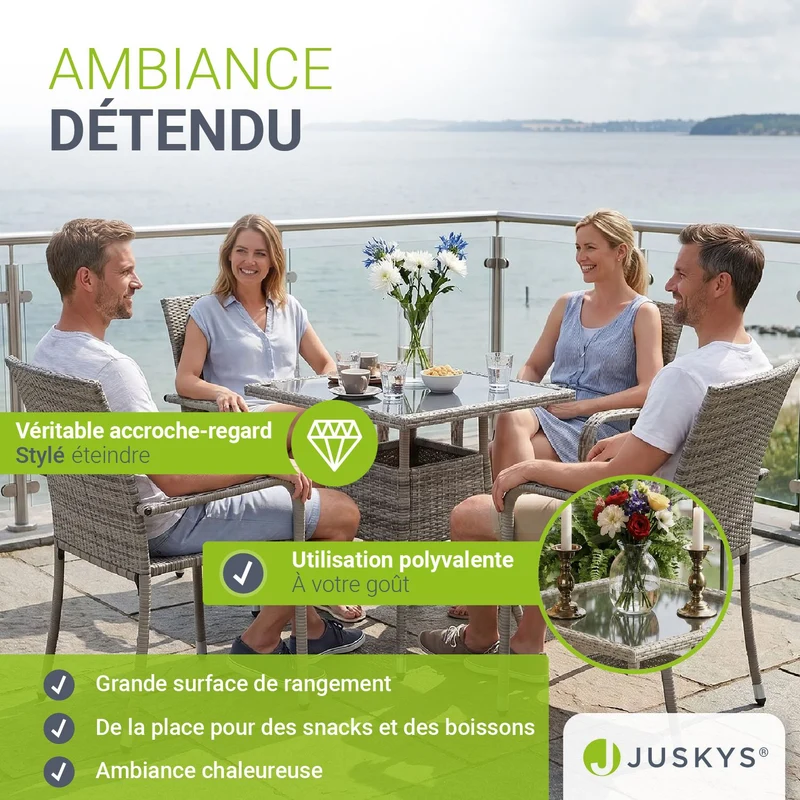 Table de jardin carrée en résine tressée Yoro