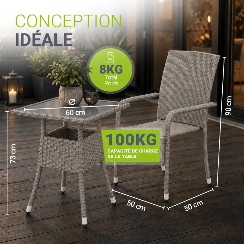 Table de jardin carrée en résine tressée Yoro