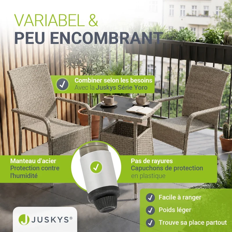Table de jardin carrée en résine tressée Yoro