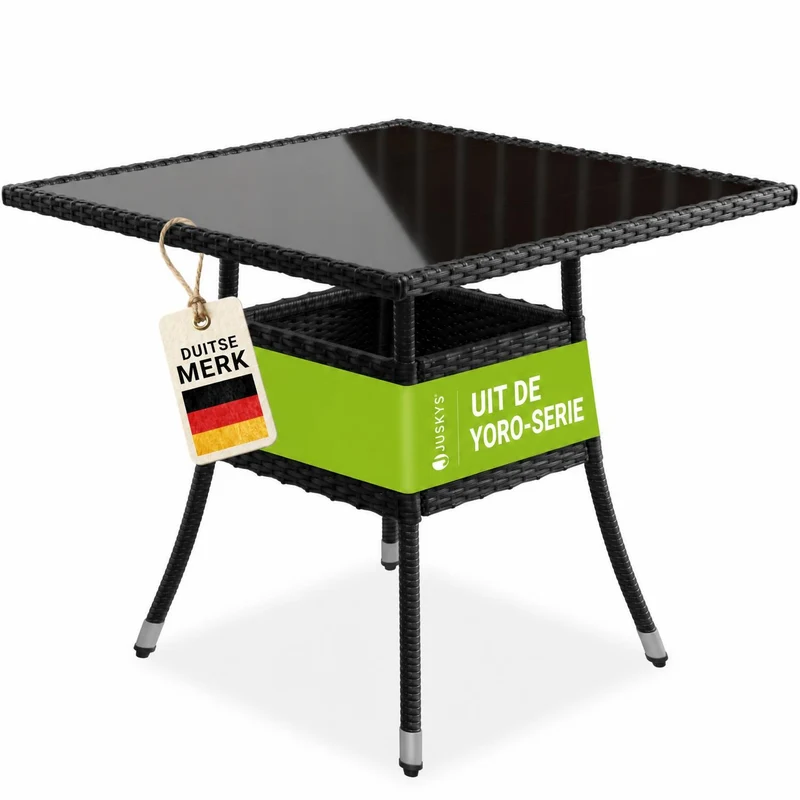 Table de jardin carrée en résine tressée Yoro