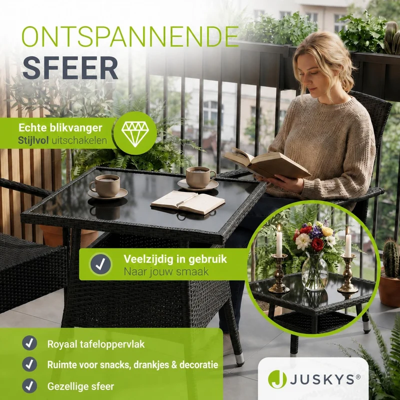 Table de jardin carrée en résine tressée Yoro