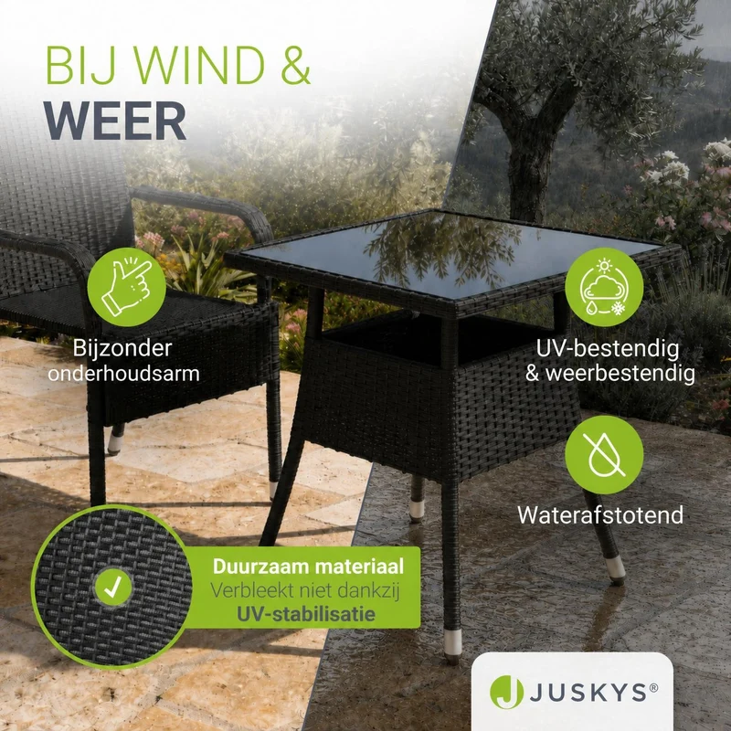 Table de jardin carrée en résine tressée Yoro