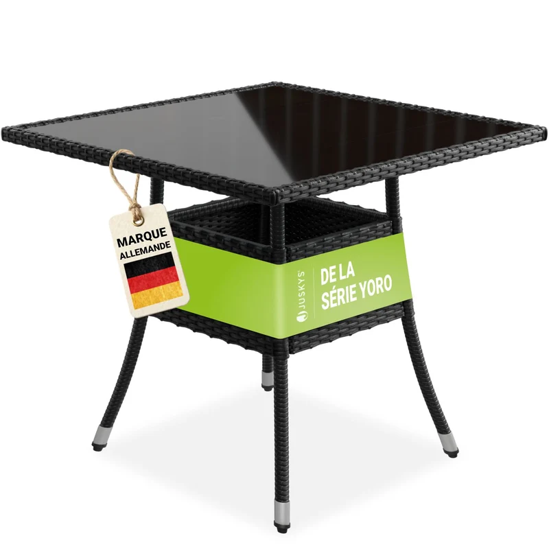Table de jardin carrée en résine tressée Yoro