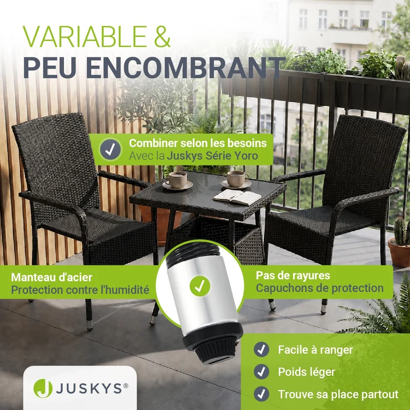 Table de jardin carrée en résine tressée Yoro
