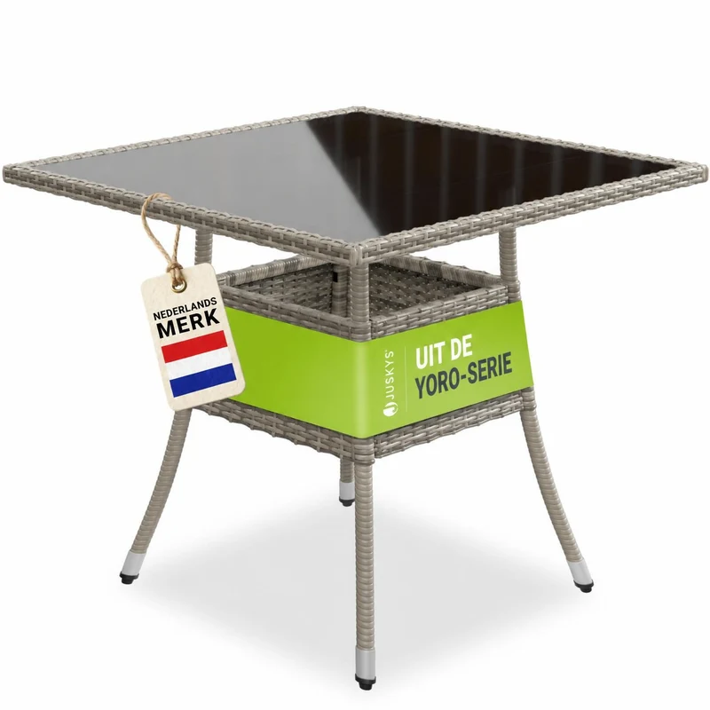 Table de jardin carrée en résine tressée Yoro