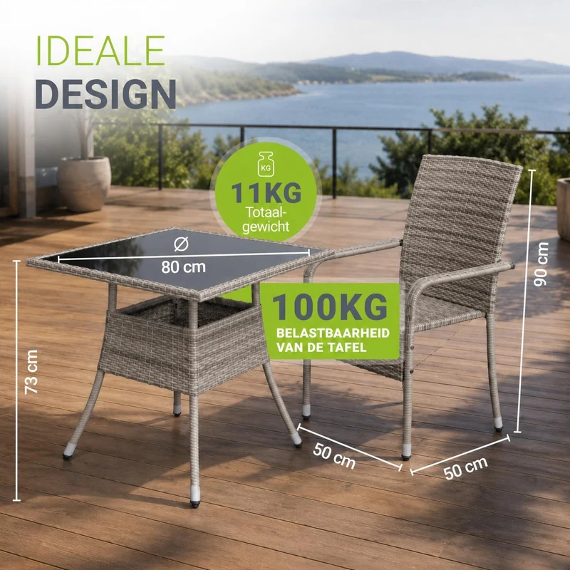 Table de jardin carrée en résine tressée Yoro
