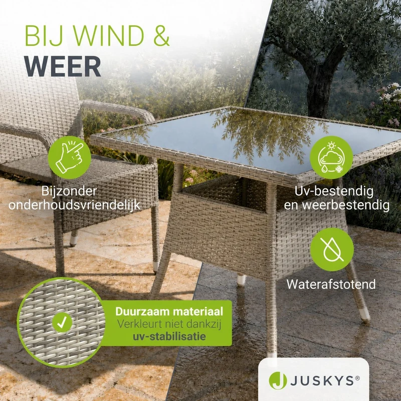 Table de jardin carrée en résine tressée Yoro