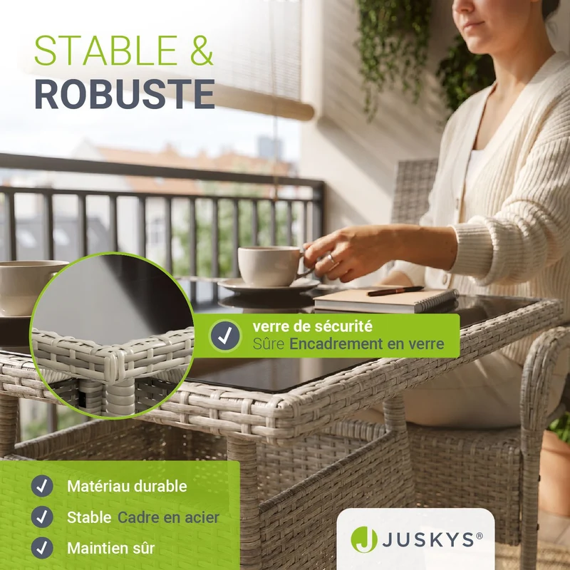 Table de jardin carrée en résine tressée Yoro