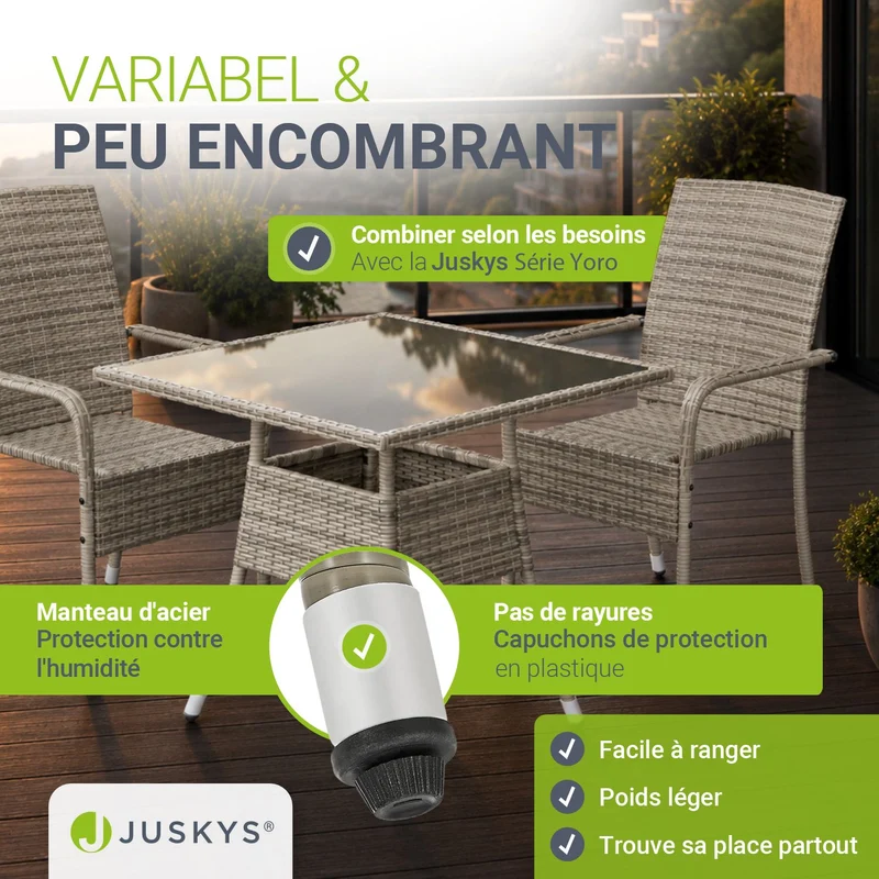 Table de jardin carrée en résine tressée Yoro
