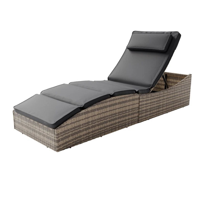 Bain de soleil pliable en résine tressée Lamia