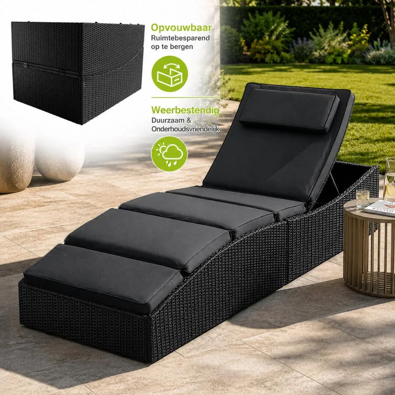 Bain de soleil pliable en résine tressée Lamia