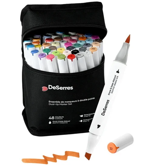 Alcohol Dual-Tip Marker Set 48pcs
