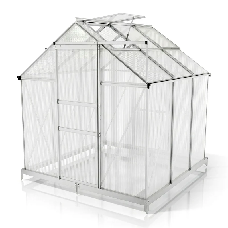 Serre en aluminium avec fondation