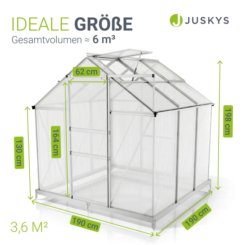 Serre en aluminium avec fondation