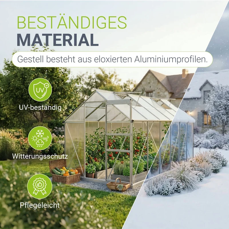 Serre en aluminium avec fondation