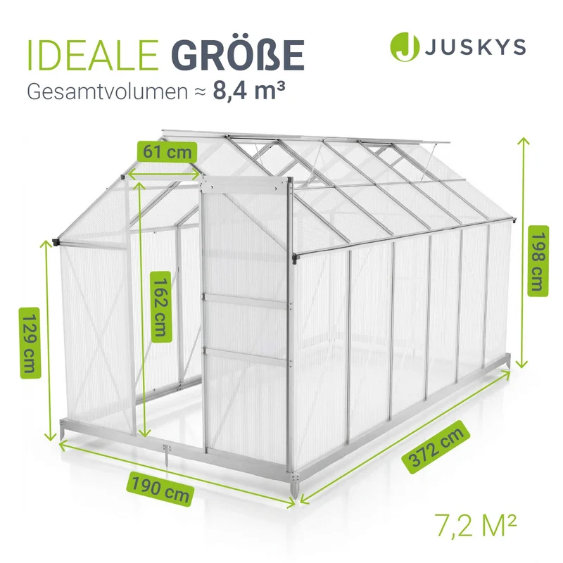 Serre en aluminium avec fondation