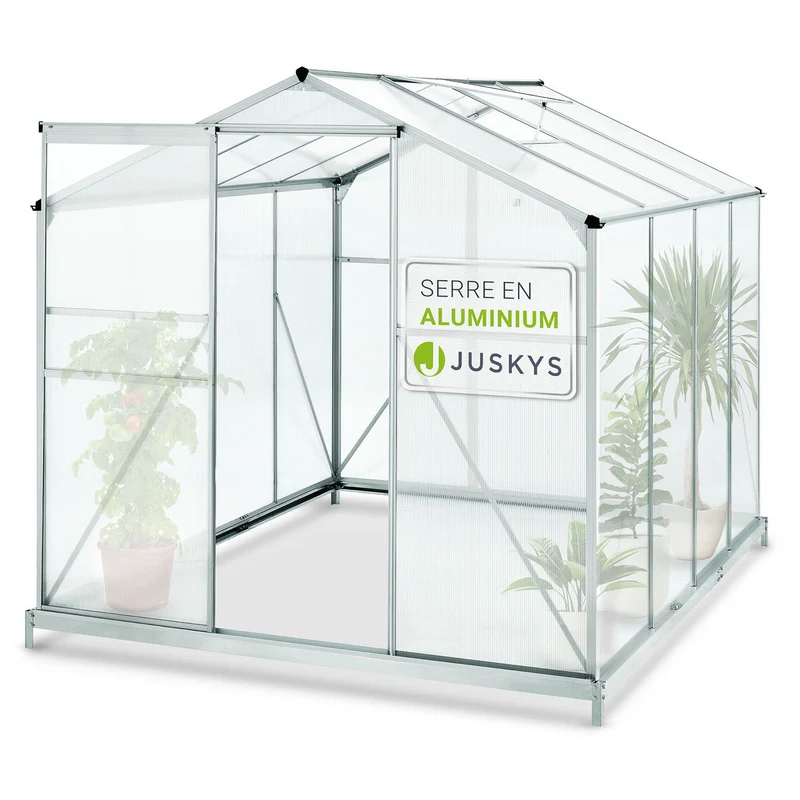 Serre en aluminium avec fondation
