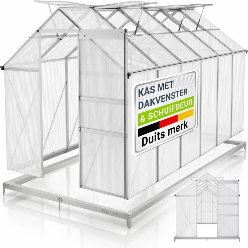Serre en aluminium avec fondation