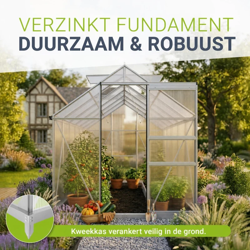 Serre en aluminium avec fondation