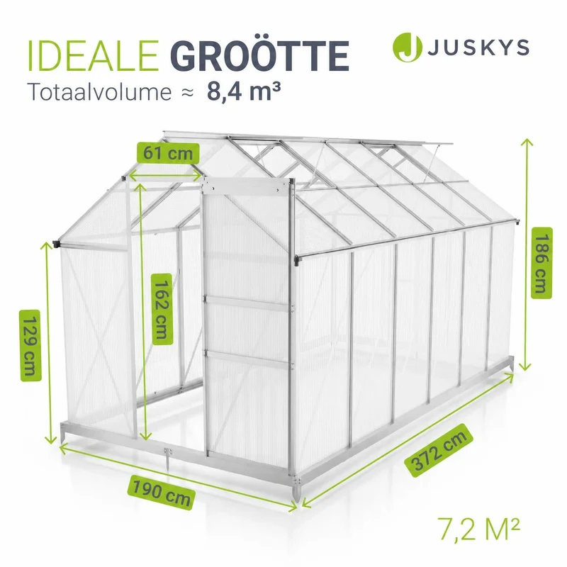 Serre en aluminium avec fondation