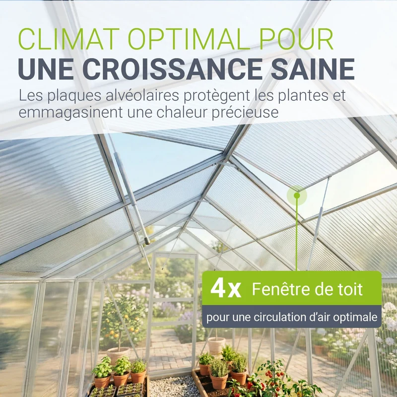 Serre en aluminium avec fondation