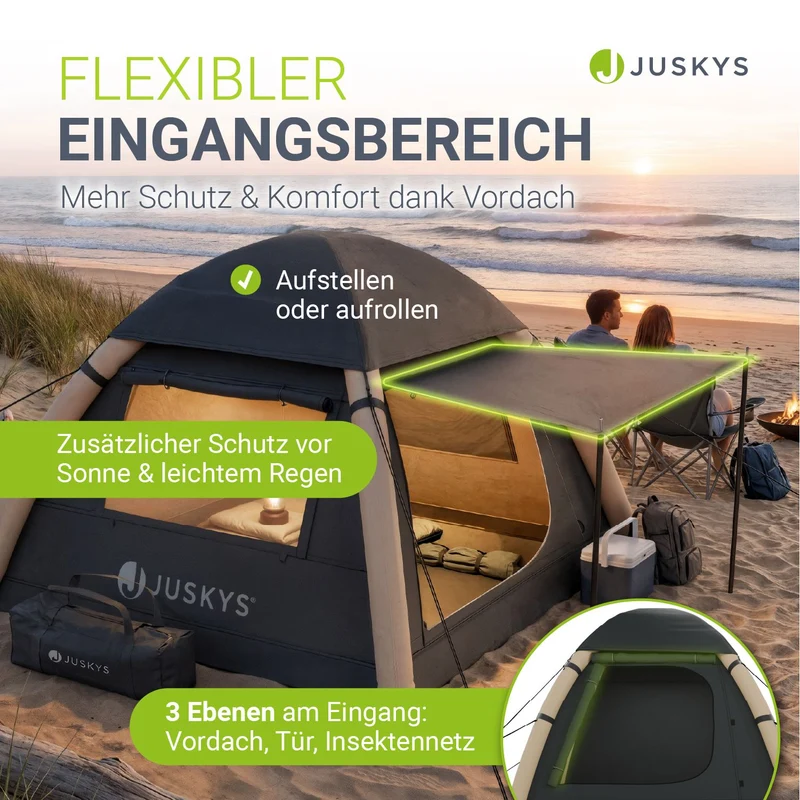 Tente gonflable avec accessoires pour 1 à 4 personnes