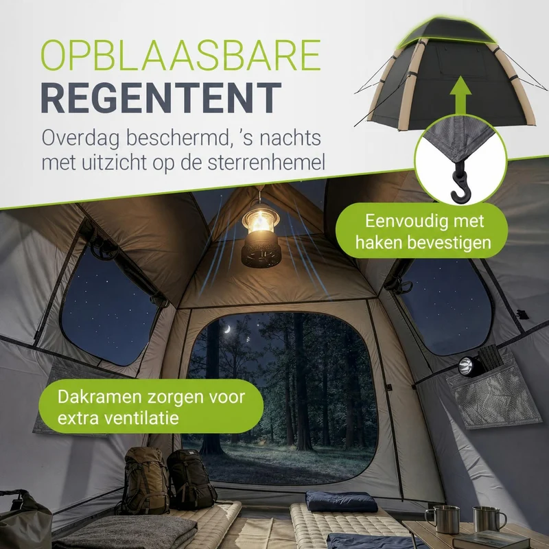Tente gonflable avec accessoires pour 1 à 4 personnes