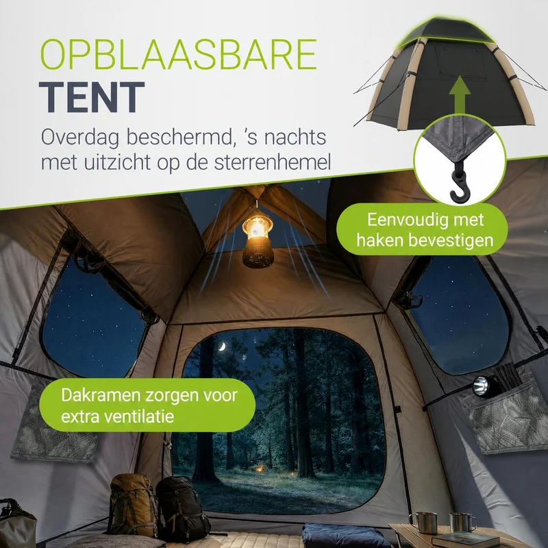 Tente gonflable avec accessoires pour 1 à 4 personnes