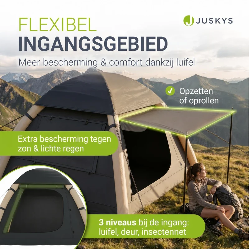 Tente gonflable avec accessoires pour 1 à 4 personnes