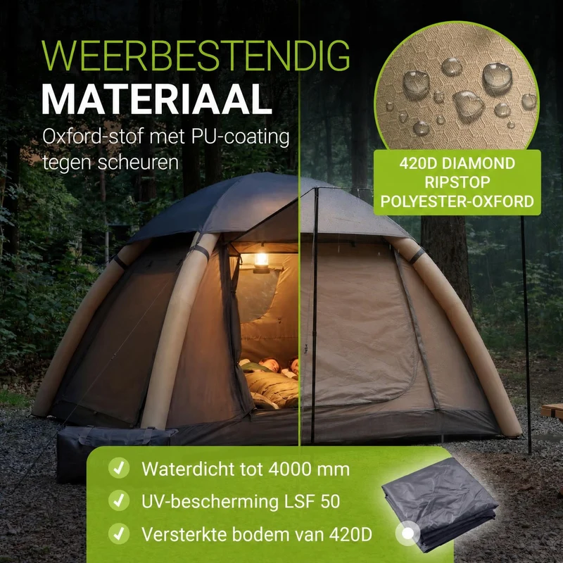 Tente gonflable avec accessoires pour 1 à 4 personnes