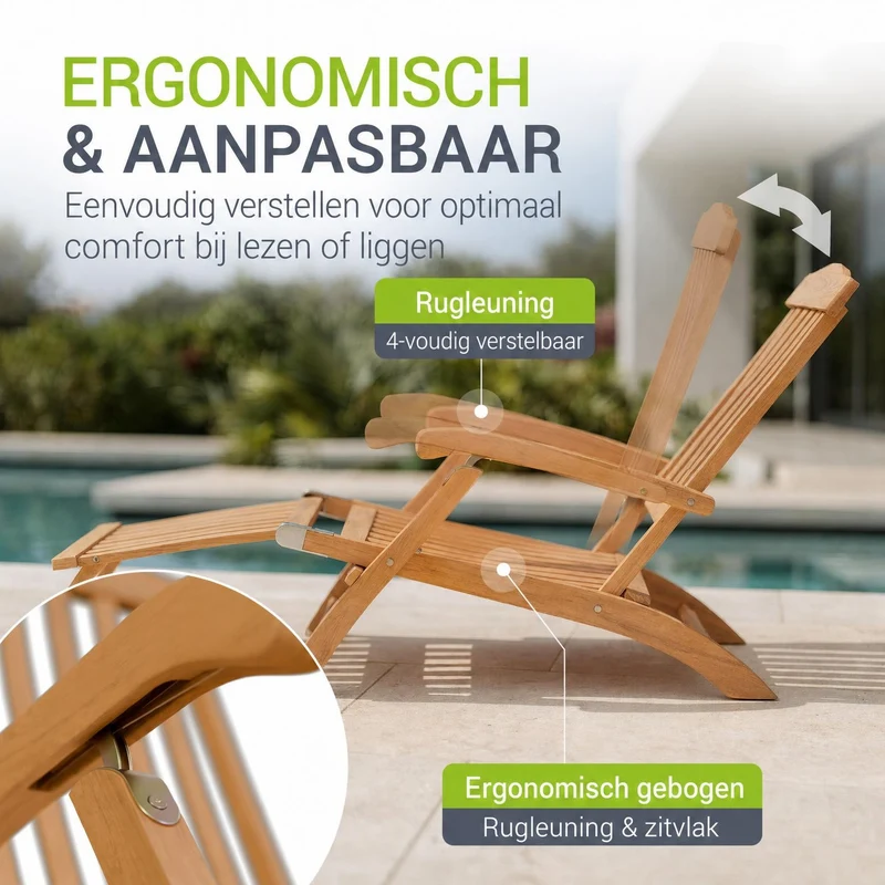 Bain de soleil de jardin résistant aux intempéries en bois huilé