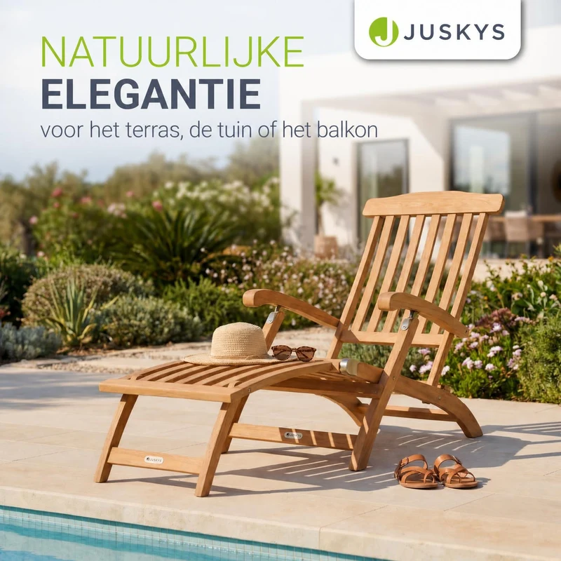 Bain de soleil de jardin résistant aux intempéries en bois huilé