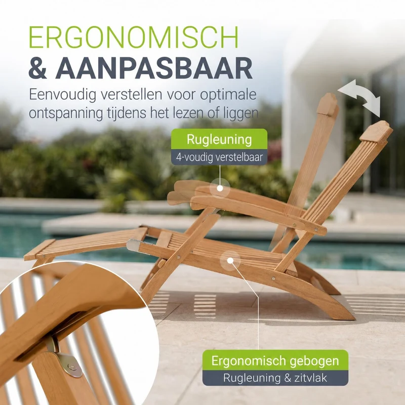 Bain de soleil de jardin résistant aux intempéries en bois huilé
