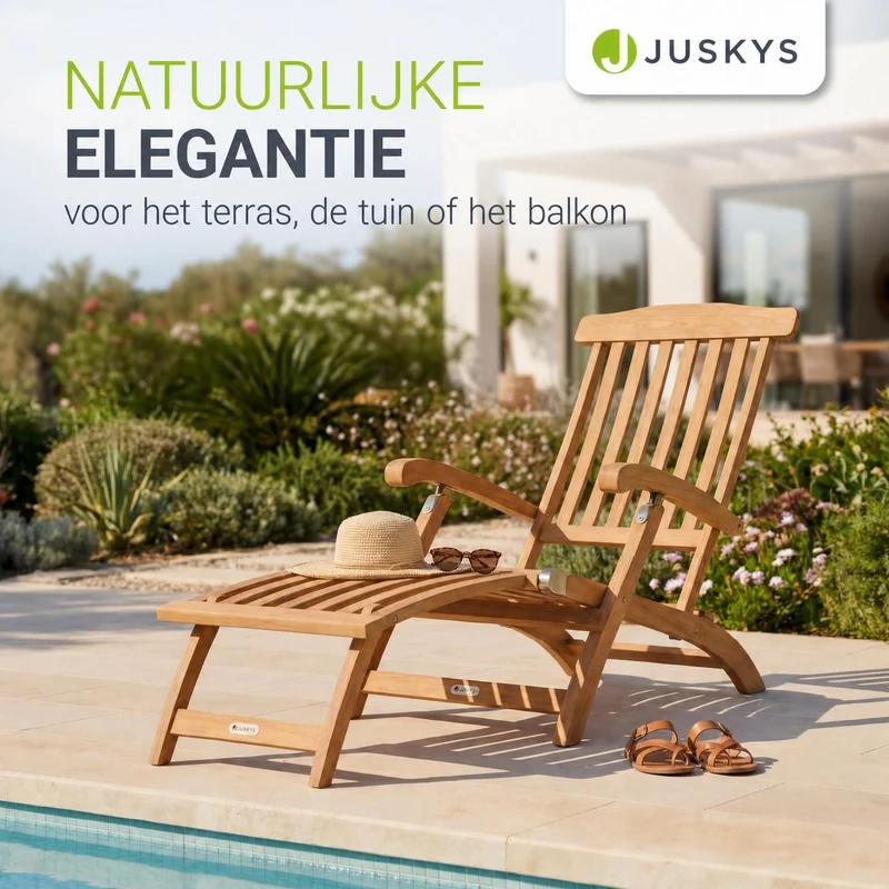 Bain de soleil de jardin résistant aux intempéries en bois huilé
