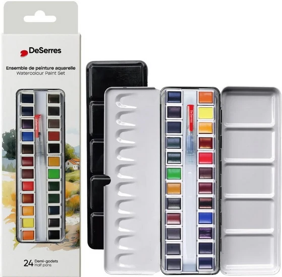 Watercolour Set 24 Half-Pans block