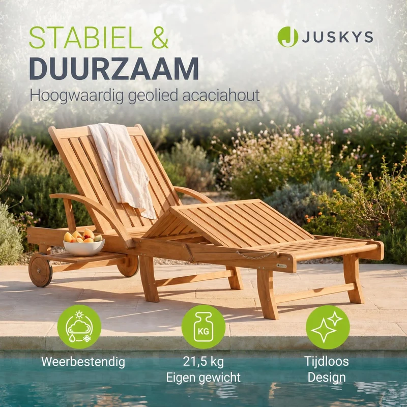 Bain de soleil pliant SunScape en bois d'acacia
