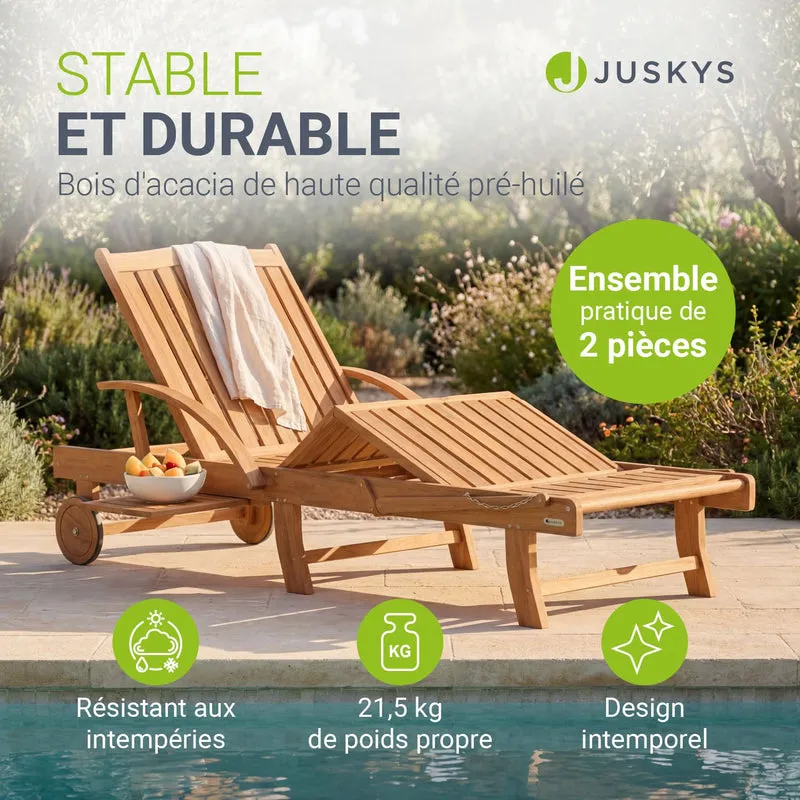 Bain de soleil pliant SunScape en bois d'acacia