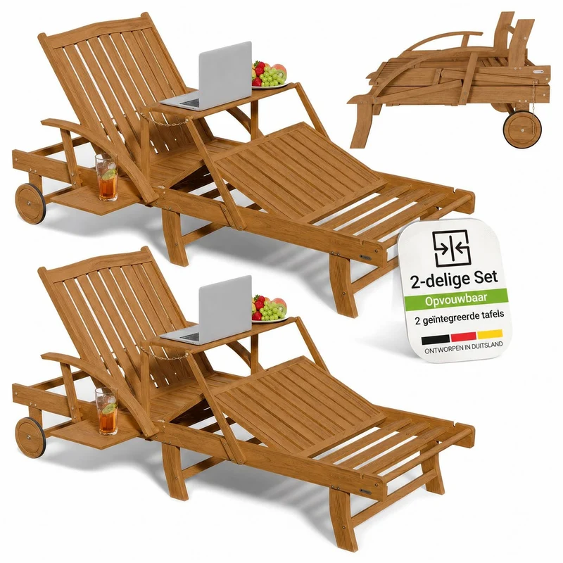 Bain de soleil pliant SunScape en bois d'acacia