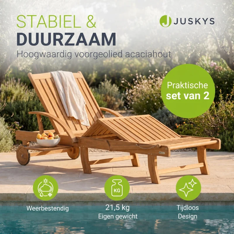 Bain de soleil pliant SunScape en bois d'acacia