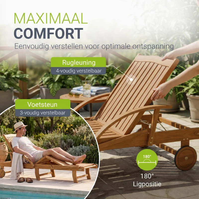 Bain de soleil pliant SunScape en bois d'acacia