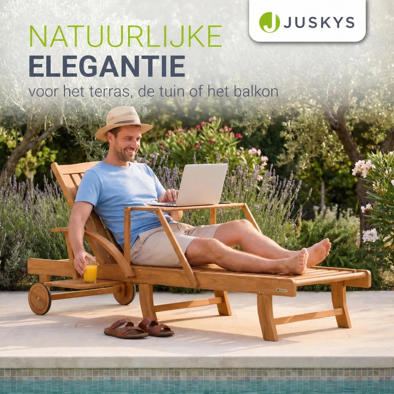 Bain de soleil pliant SunScape en bois d'acacia